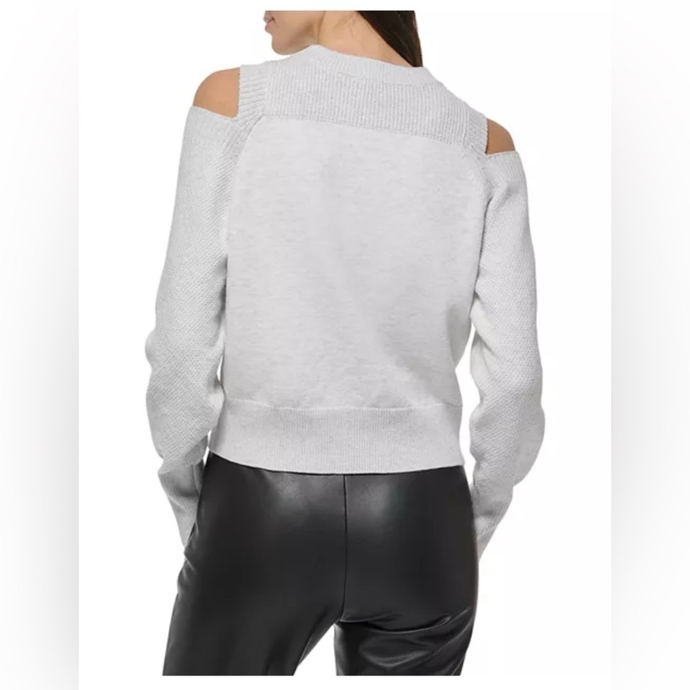 🩶🖤 DKNY Cutout Shoulder Sweater-SZ L🖤🩶NWT - Picture 3 of 11
